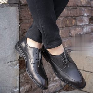 کفش رسمی مردانه چرم طبیعی مدل بکداش بندی مشکی